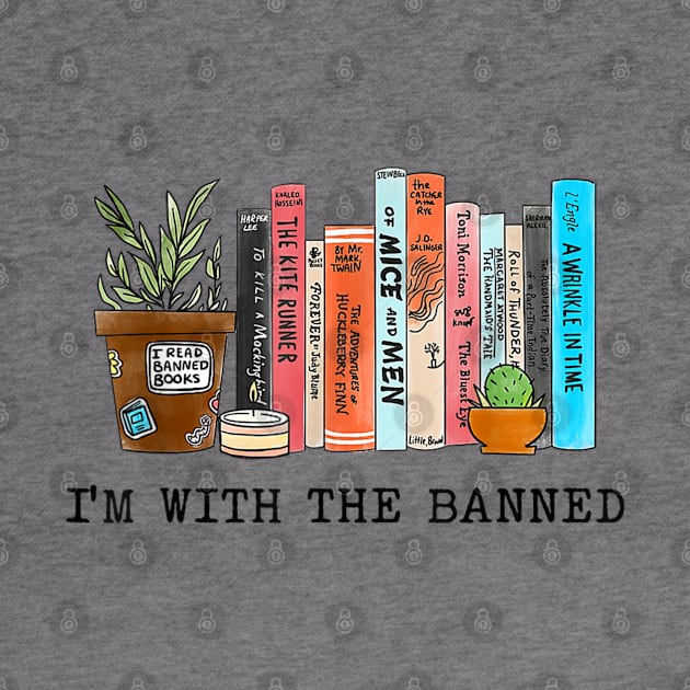 I'm With The Banned Reading Book, Banned Book , Reading Lover Gift For Librarian,book lover, floral book, by David white